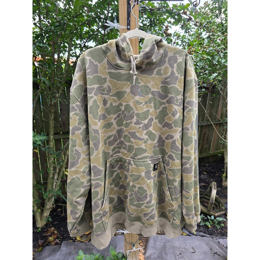 Carhartt Mens 3XL Loose Fit Camo Graphic Sleeve Hoodie Sweatshirt Duck Camo NWOT